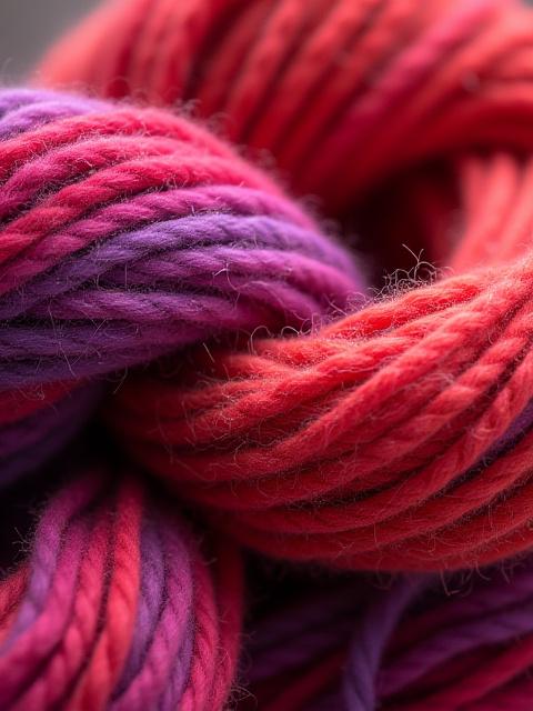Primo piano di filati colorati, mostrando la texture vivace